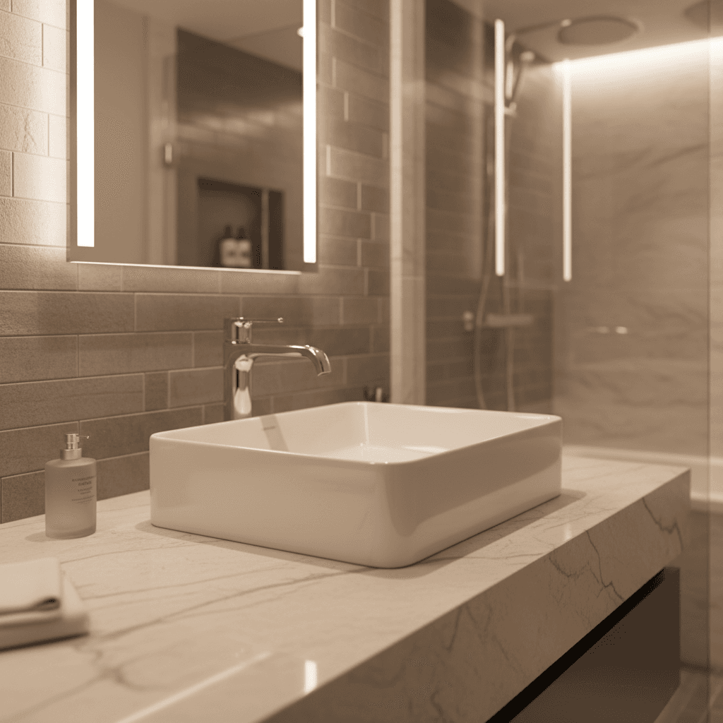Luxury bathroom renovation with modern fixtures and premium finishes